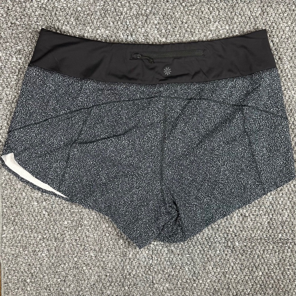 Athleta Run With It 3in Lined Running Shorts Women L Black White - Picture 2 of 6